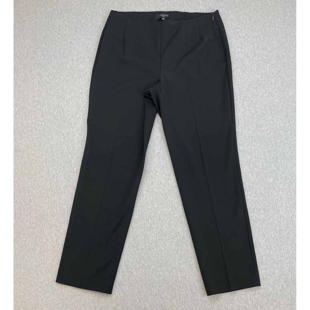 Talbots Pants Womens 10P Black Stretch Side Zip Straight Mid-Rise